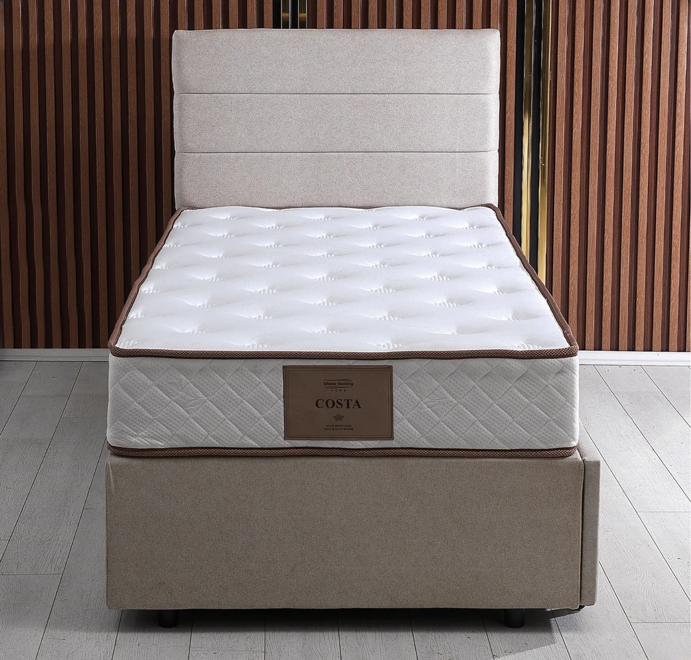 Pepe 120x200 Single Guest Bed Divan Base & Headboard Set PV1416