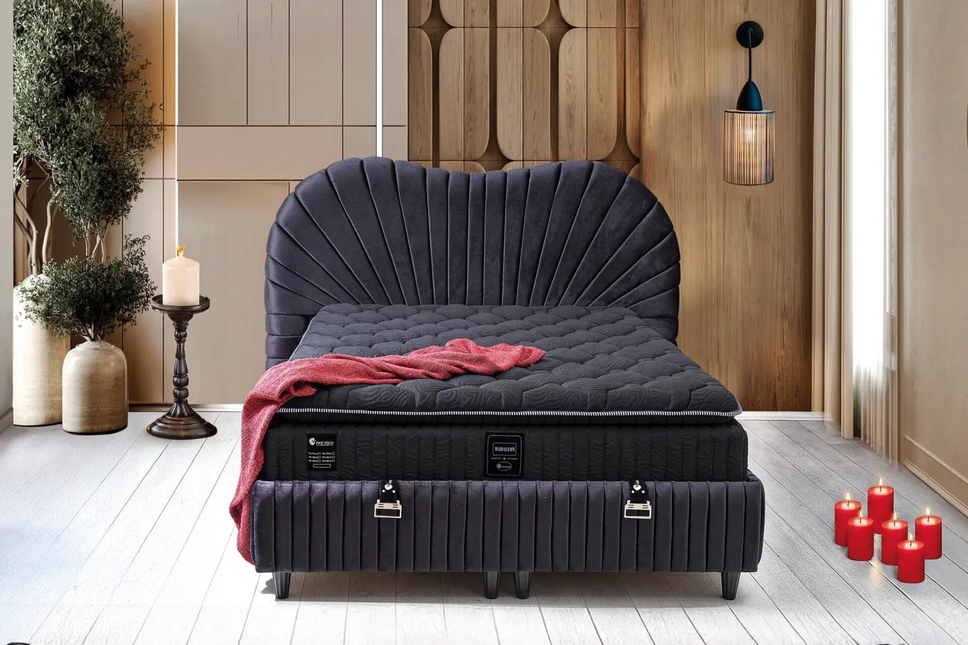 Madalyon 180x200 Double Mattress, Divan Base & Headboard Set PV1413