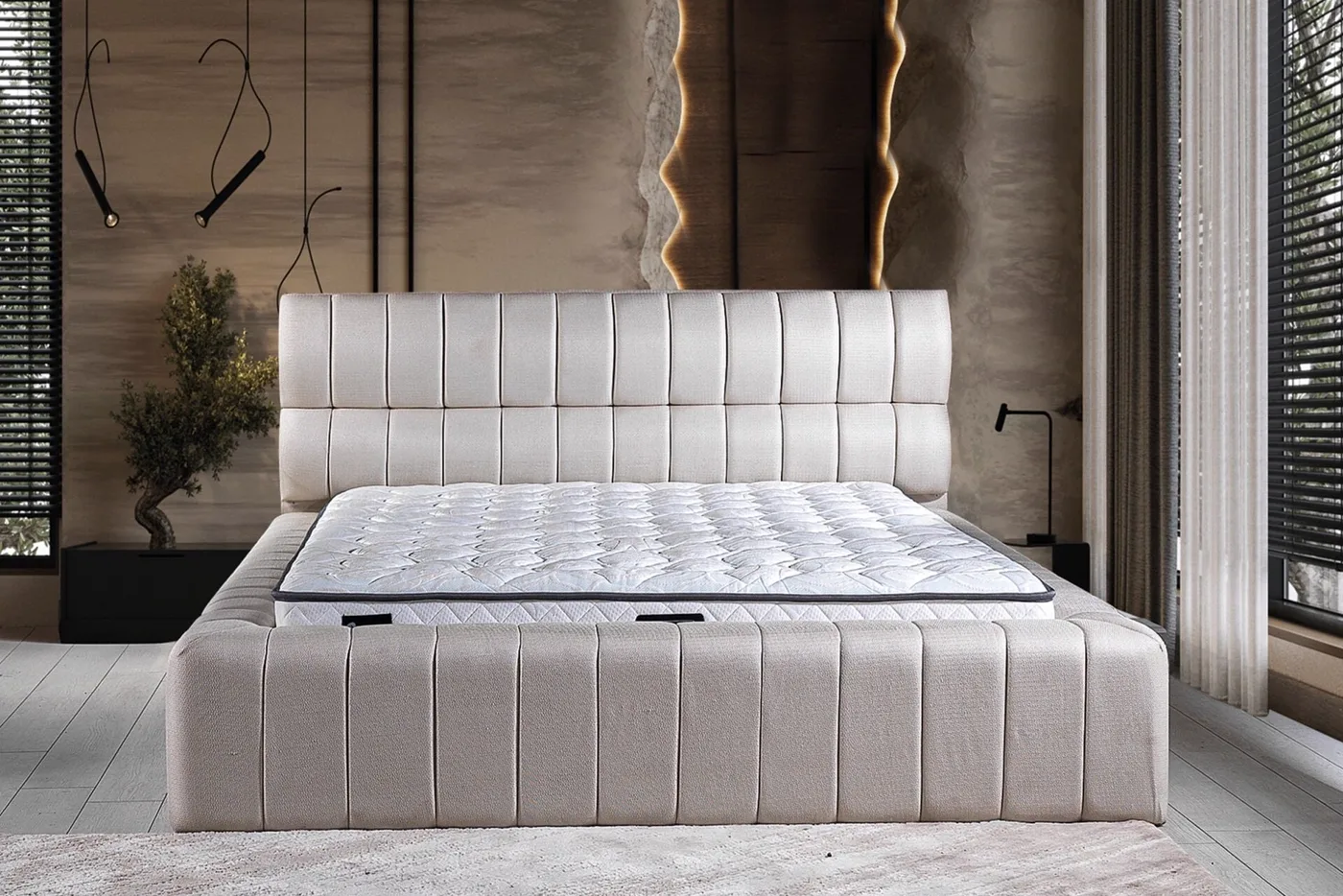 Fetta 150x200 Double Mattress, Bedstead & Headboard Set PV1414