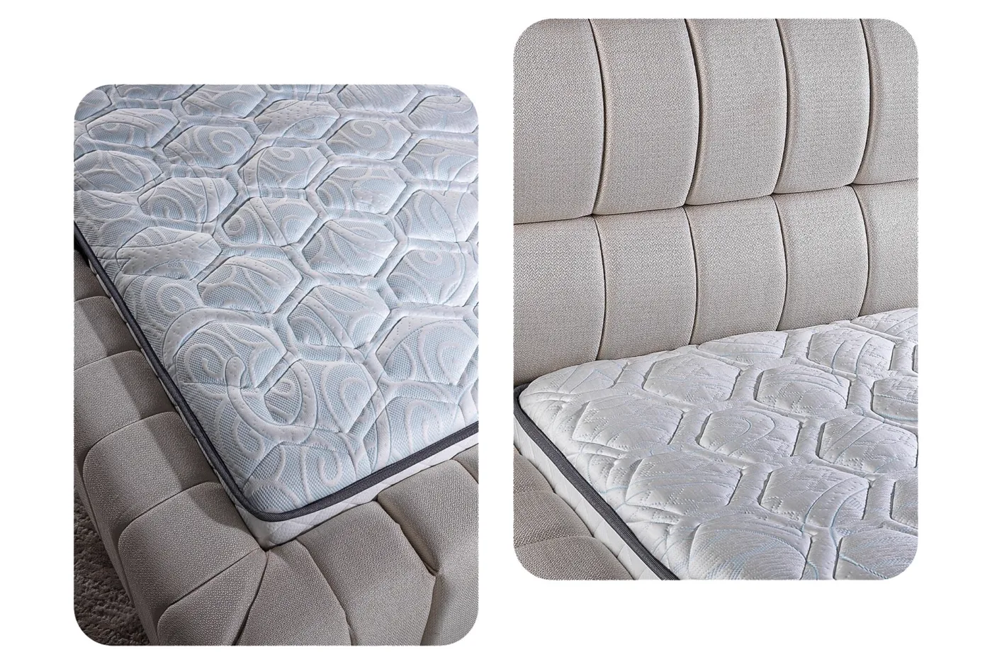 Fetta 150x200 Double Mattress, Bedstead & Headboard Set PV1414