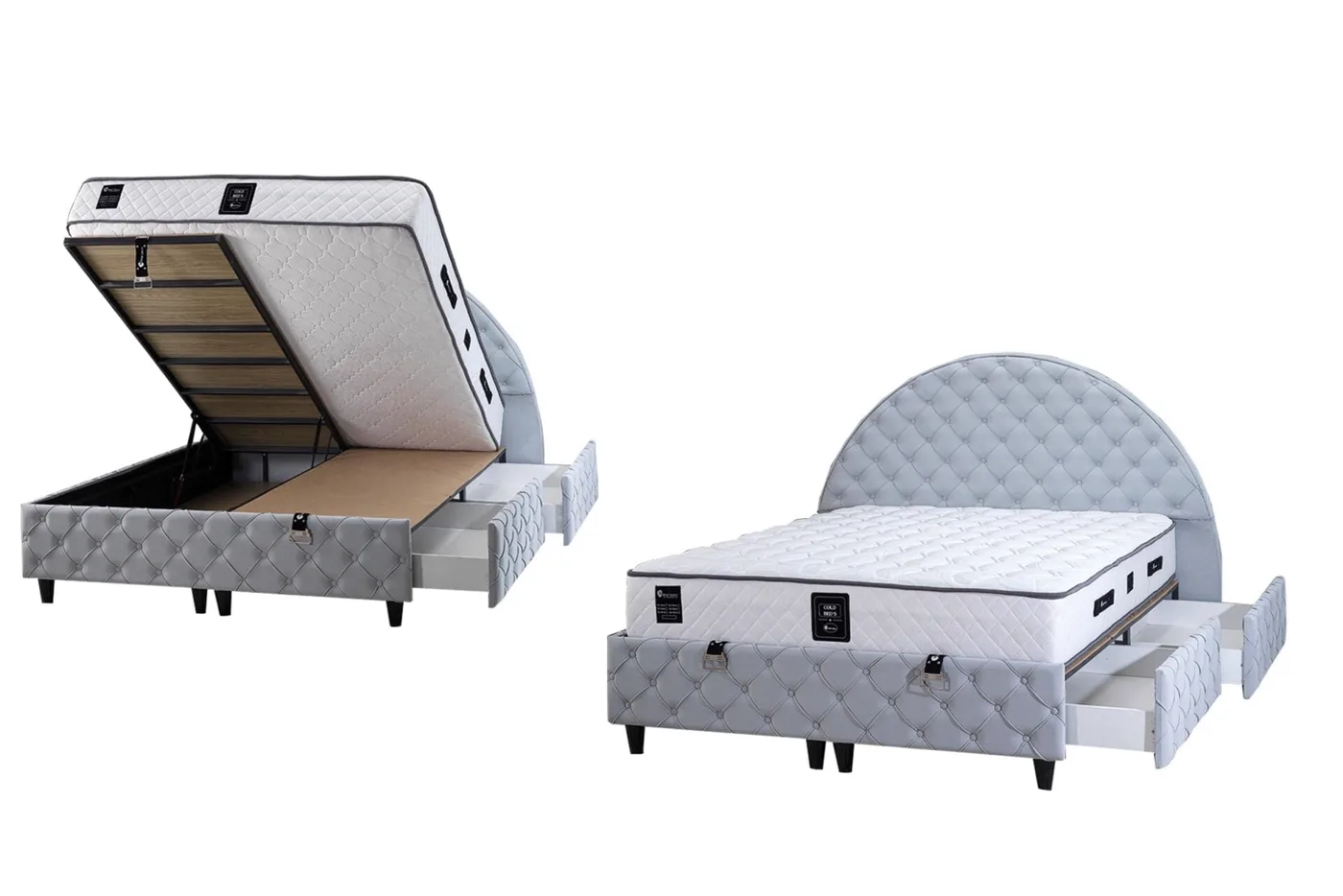 Cold Bed 140x190 Double Mattress, Divan Base & Headboard Set PV1412