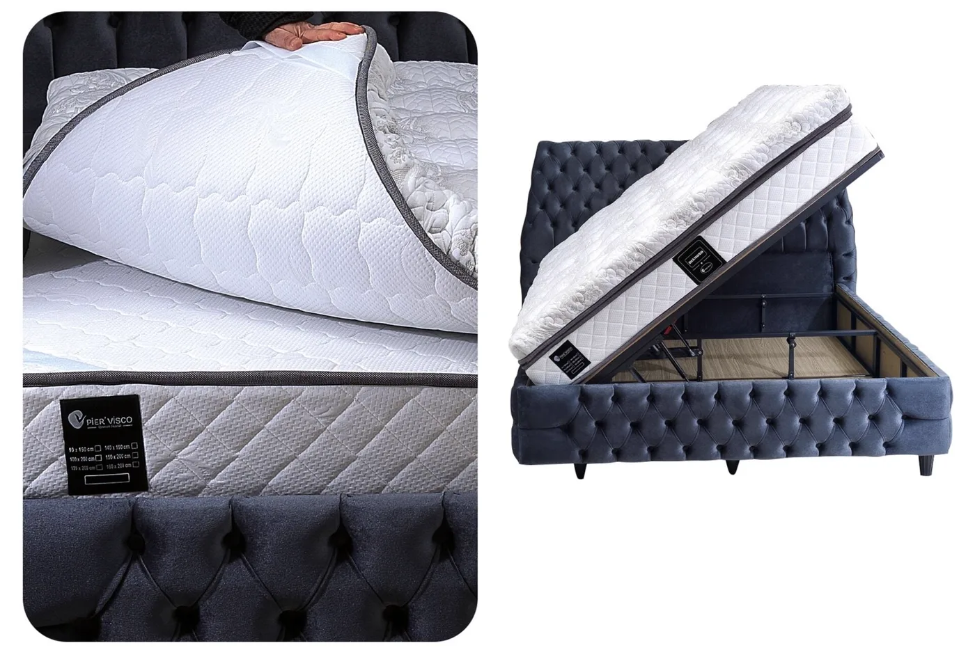 Diamond 150x200 Double Mattress, Divan Base & Headboard Set PV1411