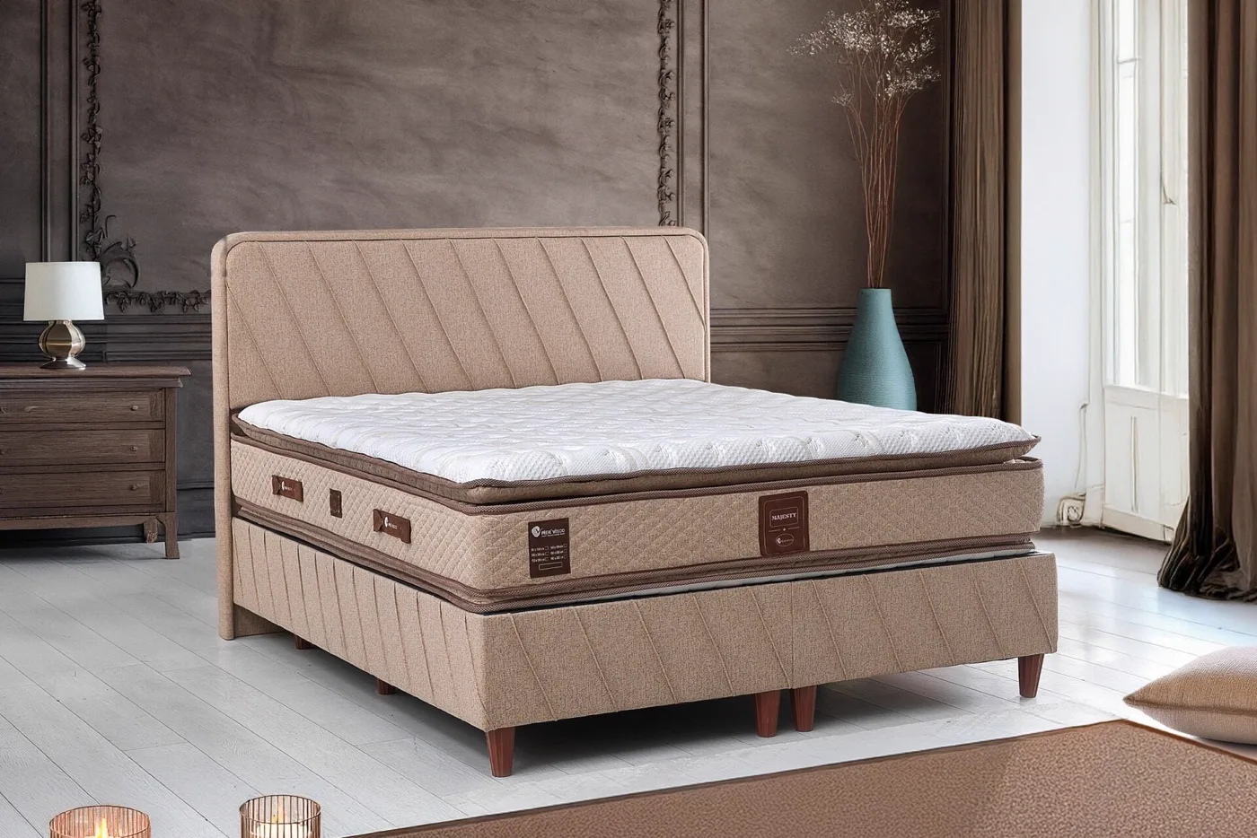 Majesty 160x200 Double Mattress, Divan Base & Headboard Set PV1408