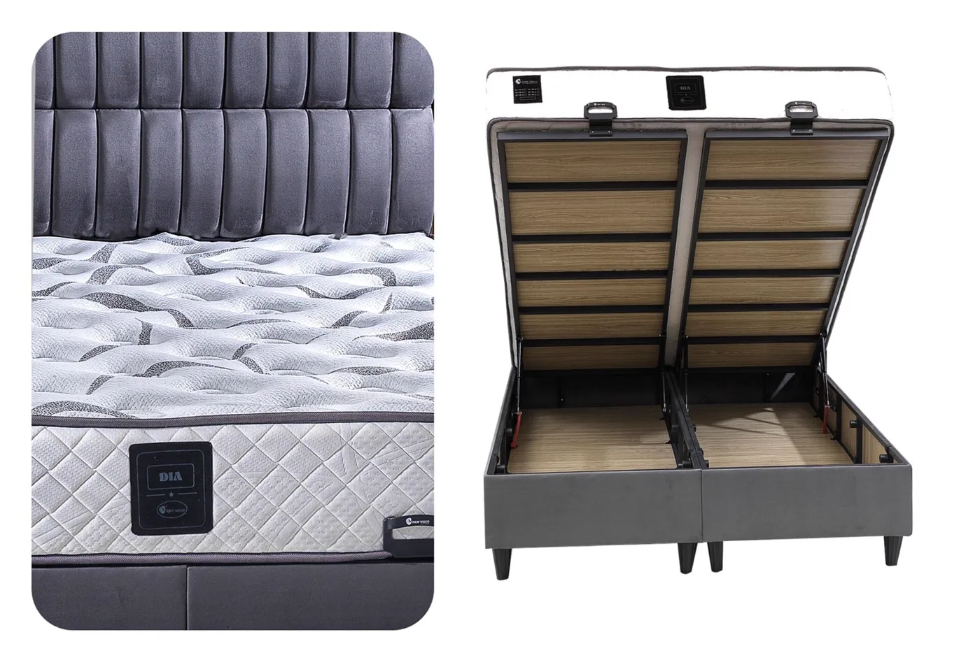 Dia 140x190 Double Mattress, Divan Base & Headboard Set PV1403