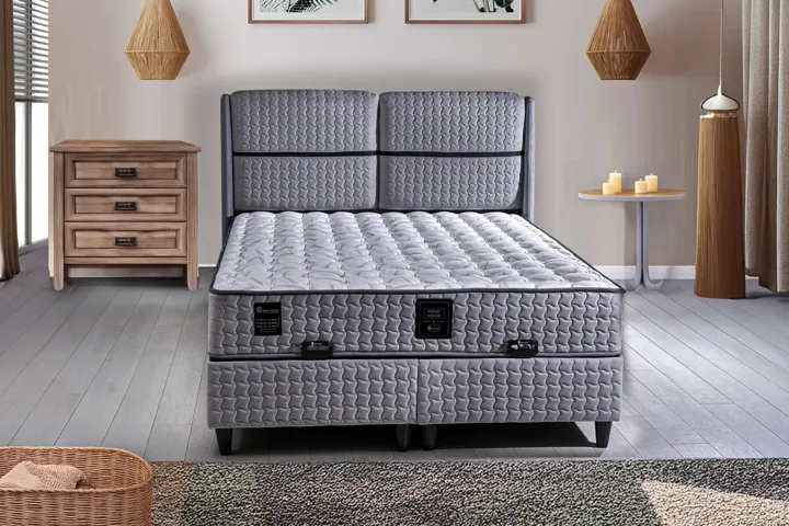 Gold Visco 140x190 Double Divan Base & Headboard Set PV1307
