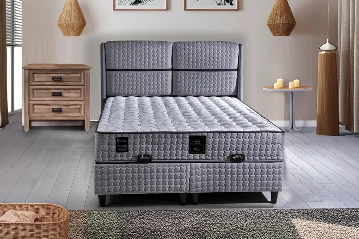 Gold Visco 140x200 Double Divan Base & Headboard Set PV1307