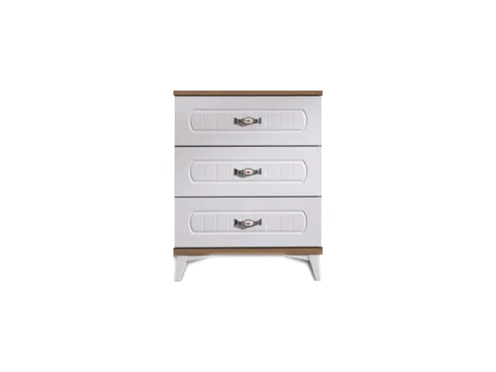 MD Vakum 3-Drawer Walnut-White Bedside Table AT1074