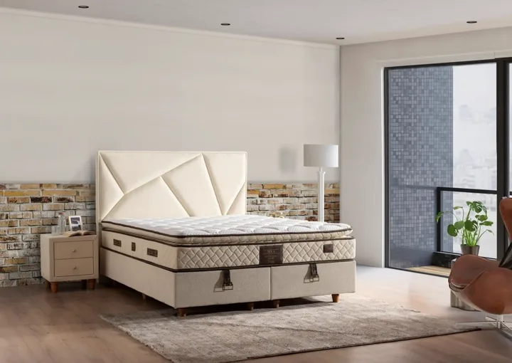 Mia 200x200 Doppel Matratze, Bettkasten & Kopfteil Set MBL1023