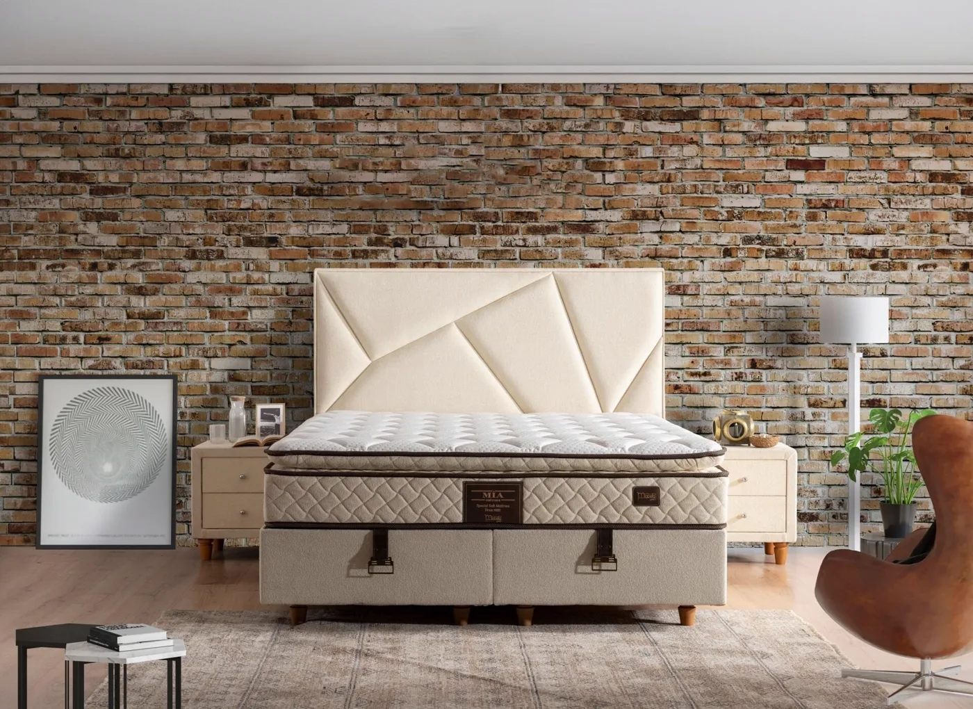 Mia 90x200 Single Mattress, Divan Base & Headboard Set MBL1023