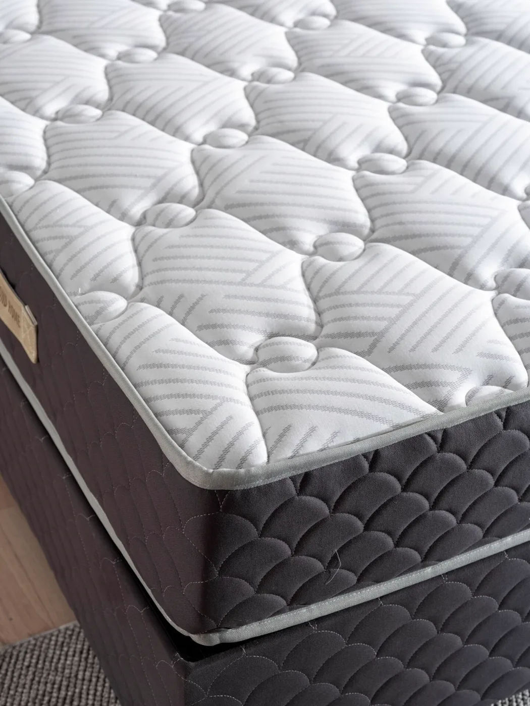 Kiamond Anthracite 160x200 Double Mattress, Divan Base & Headboard Set MBL1020