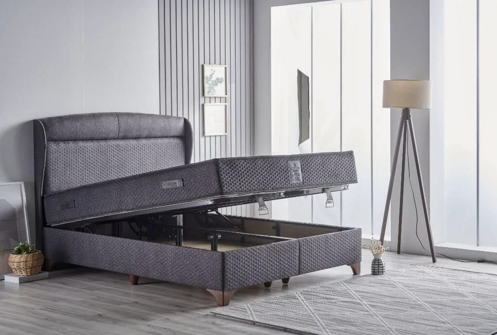 Vita Anthracite 120x200 Single Divan Base and Headboard Set CB2432