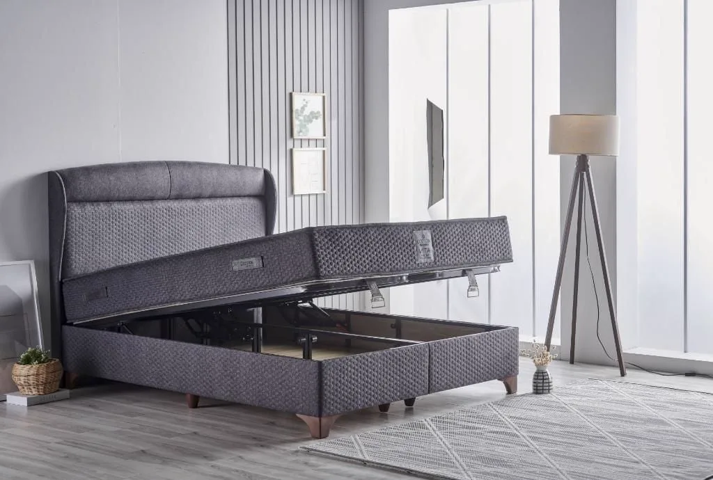 Vita Anthracite 100x200 Single Divan Base and Headboard Set CB2432