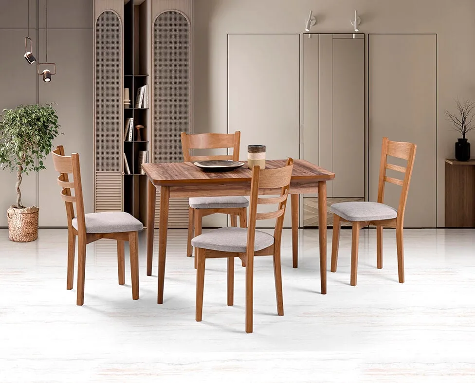 Zen Walnut Table & Tepeli Chair Set HDR1266