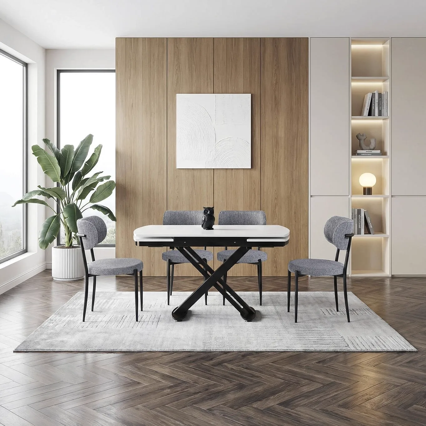Galata White and Black Table & Atlas Metal Chair Set HDR1251