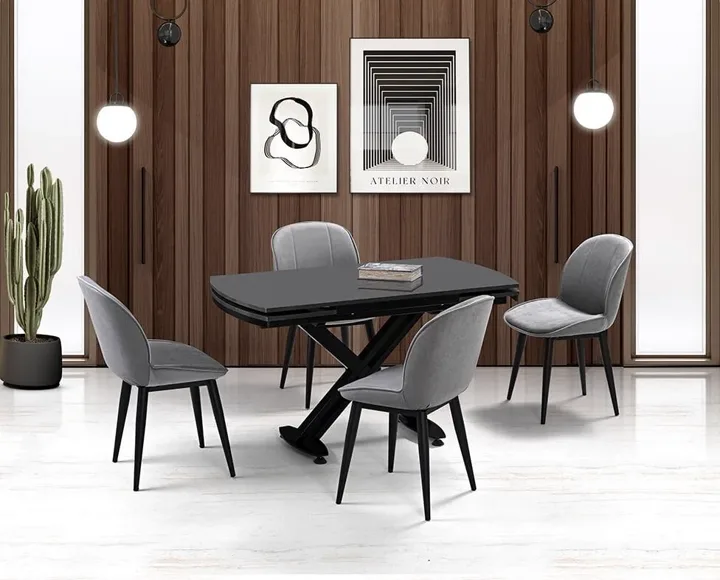 Galata Anthracite Table & Milas Chair Set HDR1252