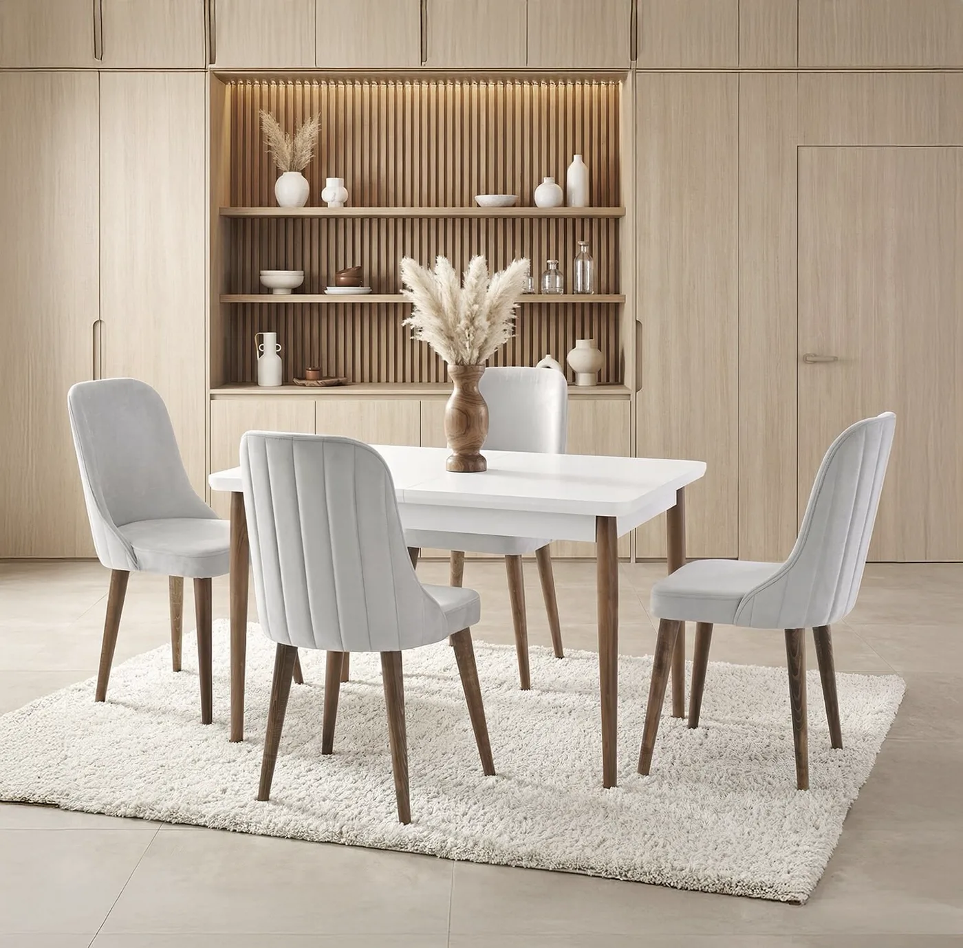 Mix White Table & Patrik Chair Set HDR1257