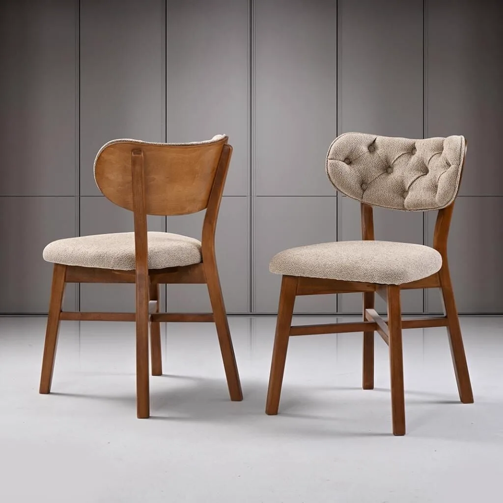 Manolya Walnut Table & Kartal Walnut Chair Set HDR1239