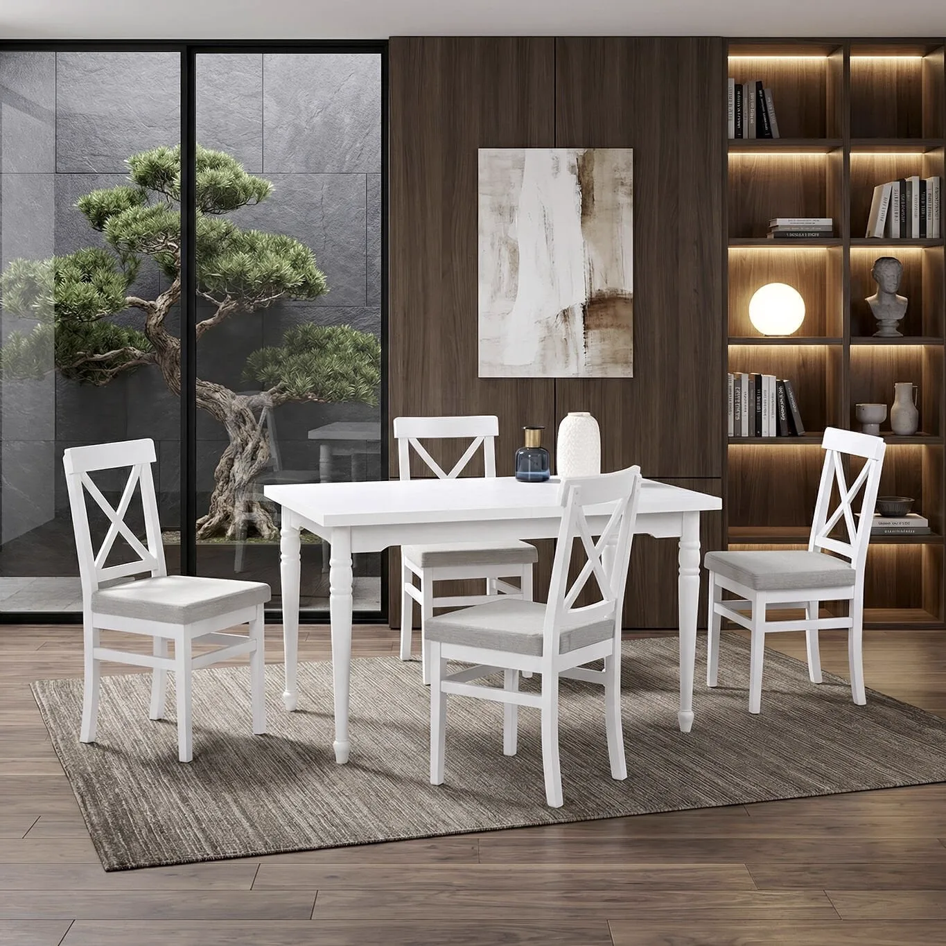 Rustic Weißer Tisch & Rustic Stuhl-Set HDR1241 — PAZAR9