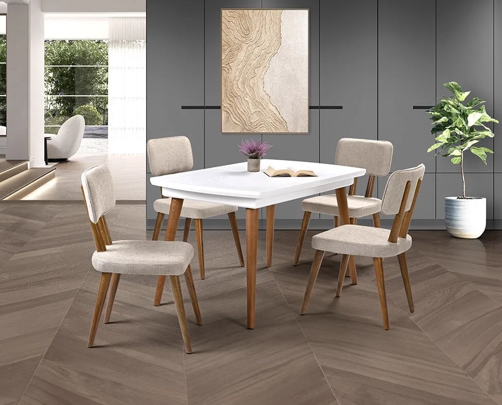 Milano White Table & Derin Chair Set HDR1228