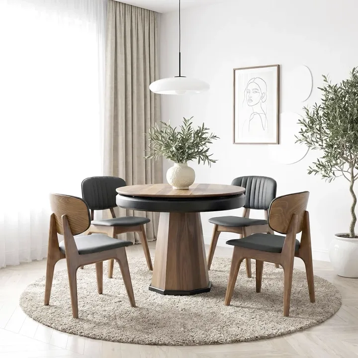 Set tavolo Hayal noce e sedia Hilton HDR1203