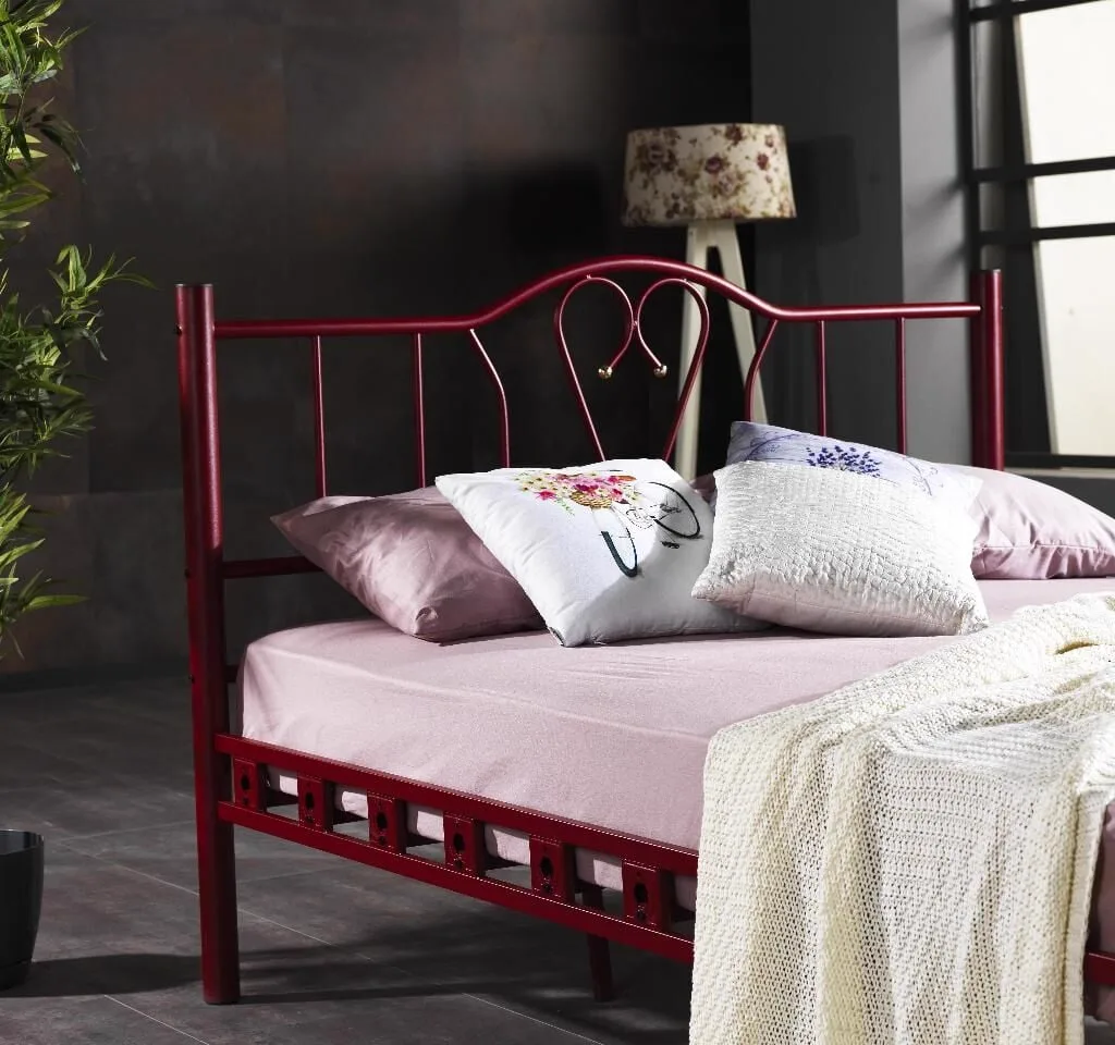 Orkide Metal Bedstead 160x200 ARM107 Burgundy