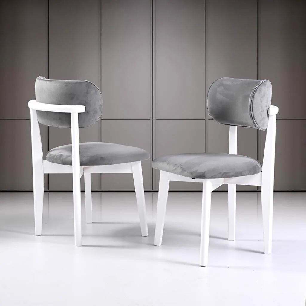 Hayal White Round Table & Atlas White Chair Set HDR1202