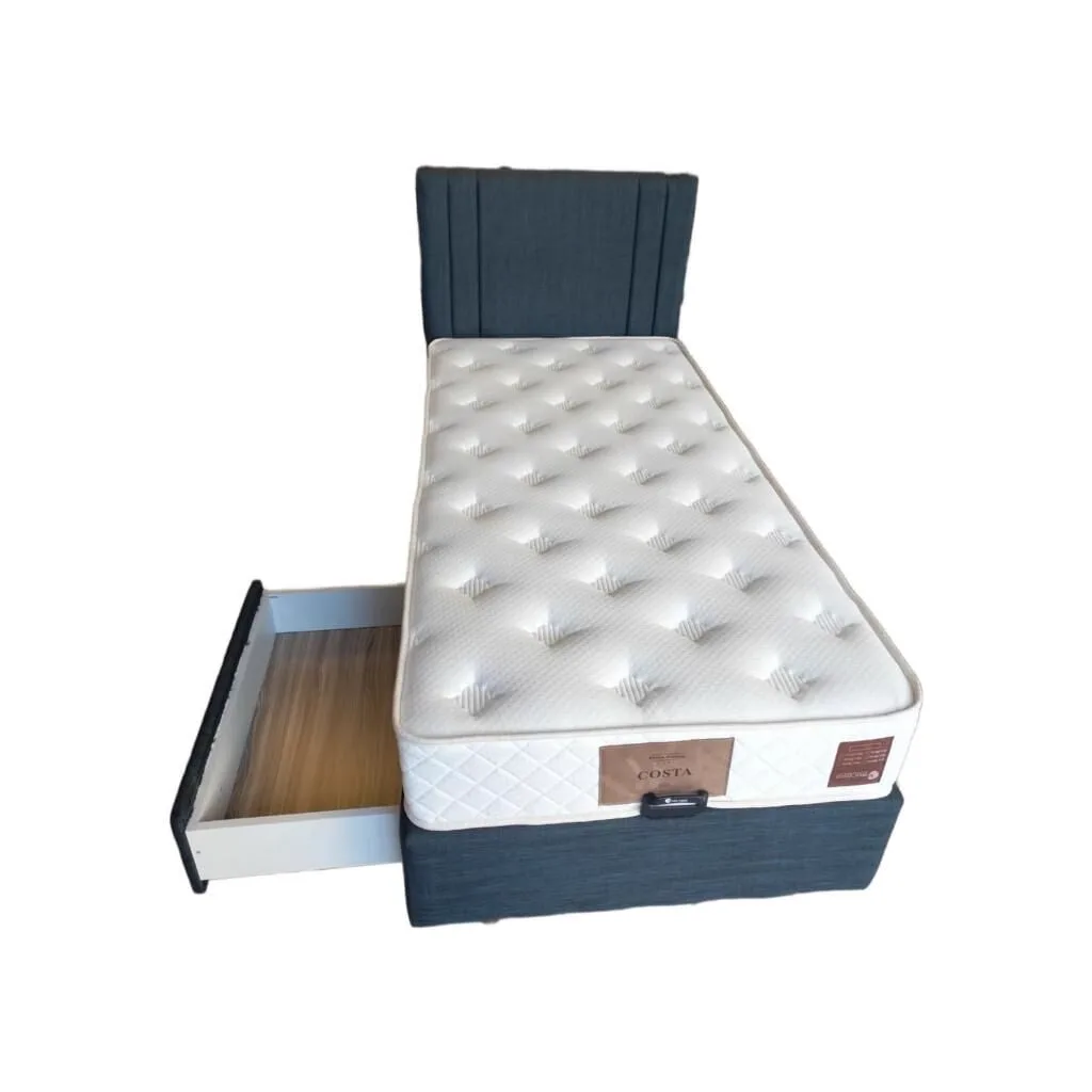 Alacati Schublade 120x200 Einzel Matratze, Bettkasten & Kopfteil Set PV301