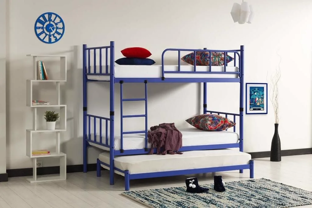 Zambak Bunk Bed with Trundle 90x190 ARM037 Blue