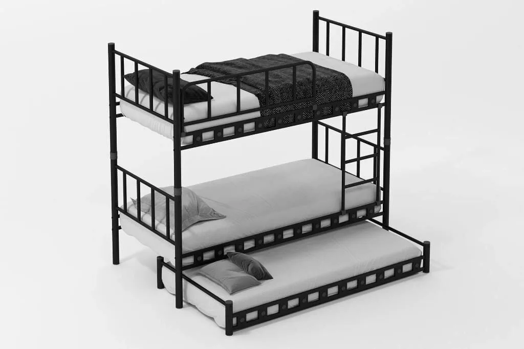 Zambak Bunk Bed with Trundle 90x200 ARM038 Black