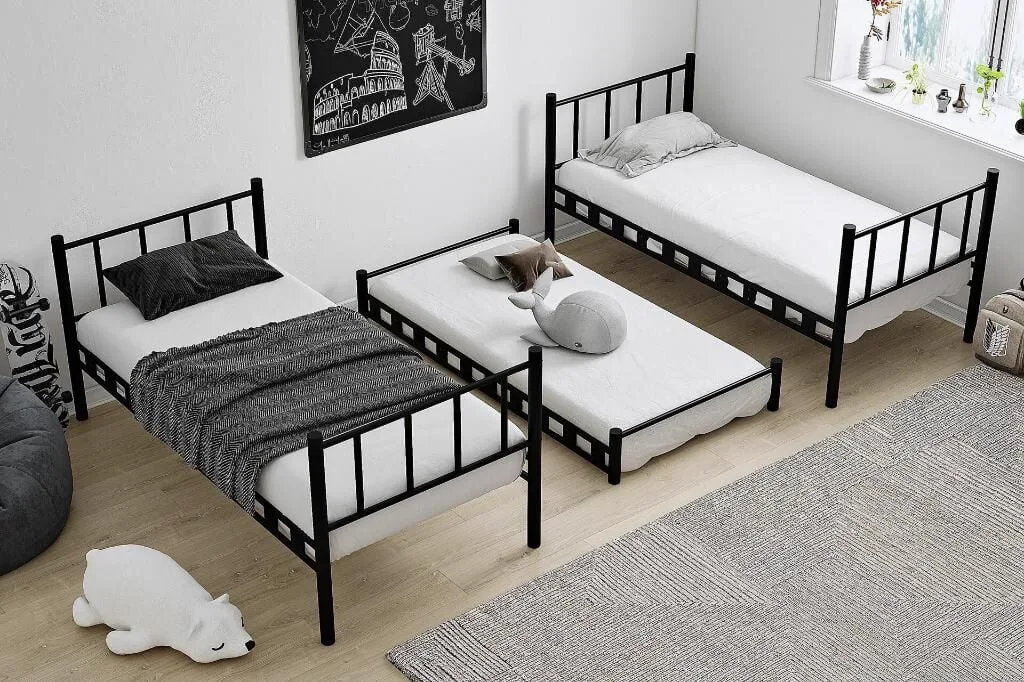 Zambak Bunk Bed with Trundle 90x190 ARM037 Black
