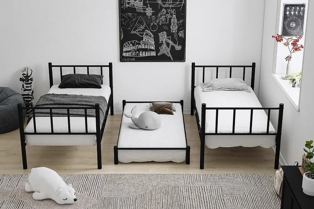 Zambak Bunk Bed with Trundle 90x190 ARM037 Black