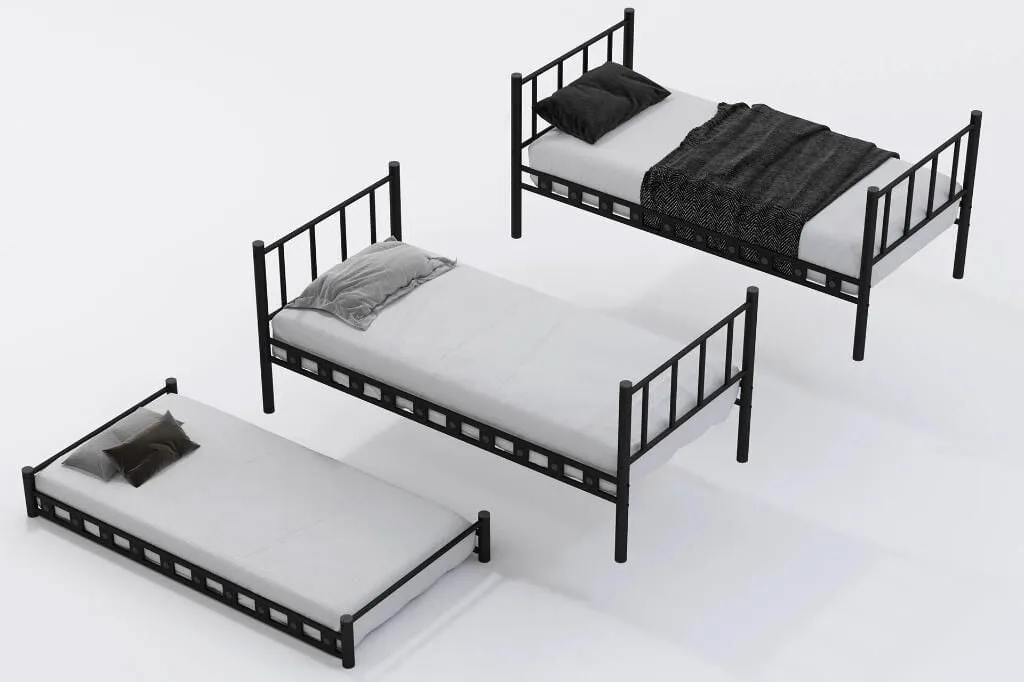 Zambak Bunk Bed with Trundle 90x190 ARM037 Black