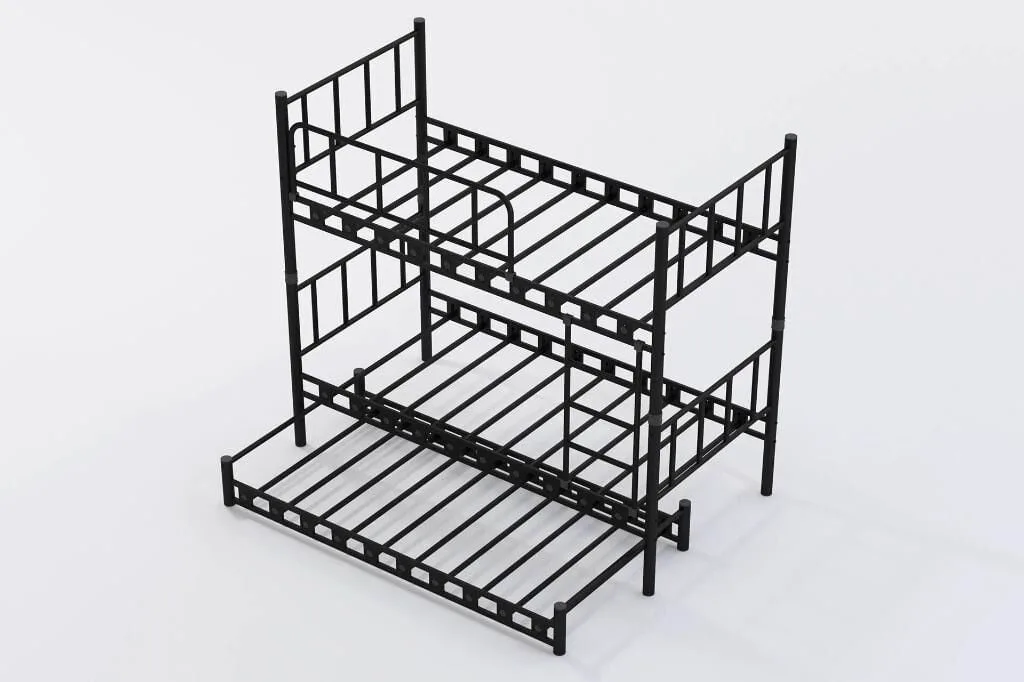 Zambak Bunk Bed with Trundle 90x190 ARM037 Black