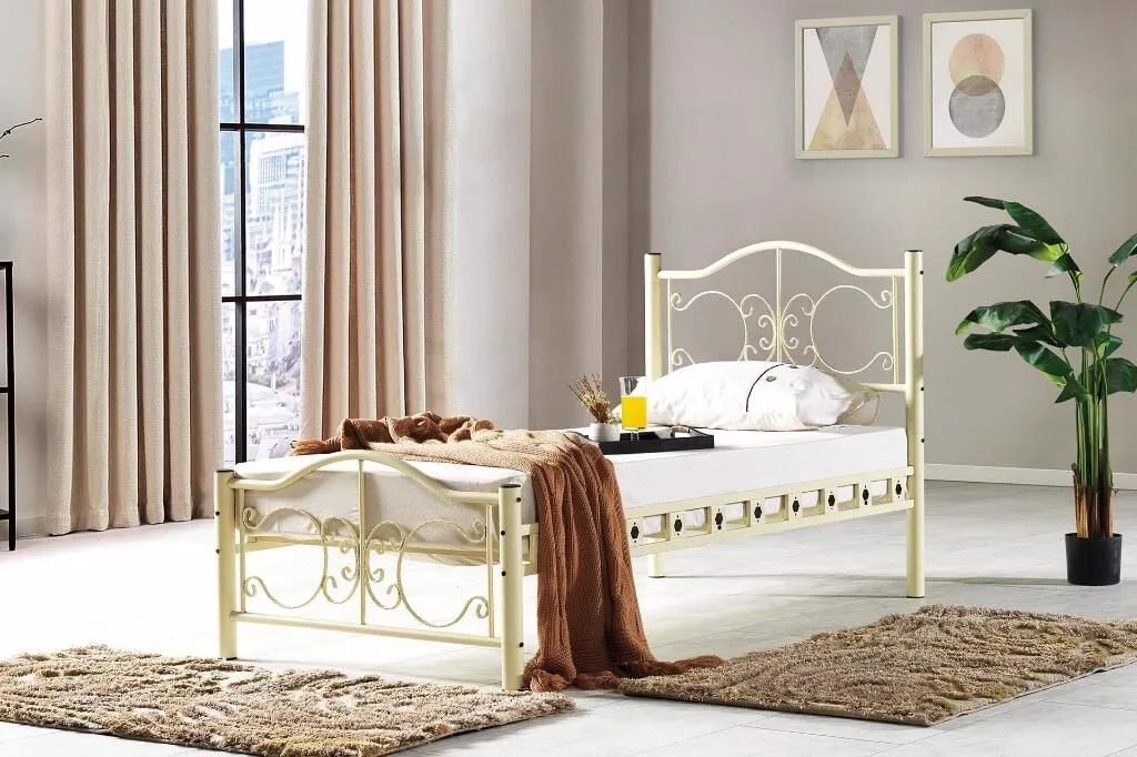 Pero Metal Bedstead 100x200 ARM110a Cream