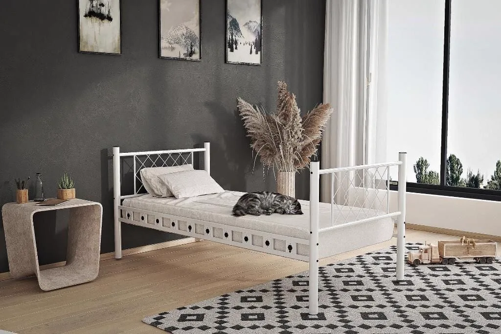 Struttura letto Metis in metallo 90x200 ARM165 bianco