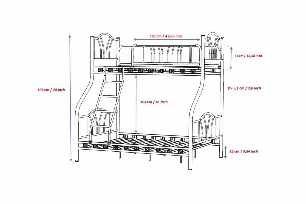 Imaj Bunk Bed 90x200 + 140x200 ARM058 Black