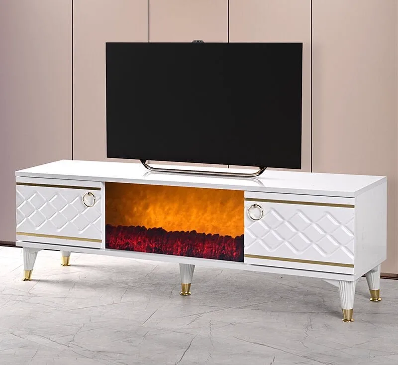 Fireplace White TV Unit TN1351