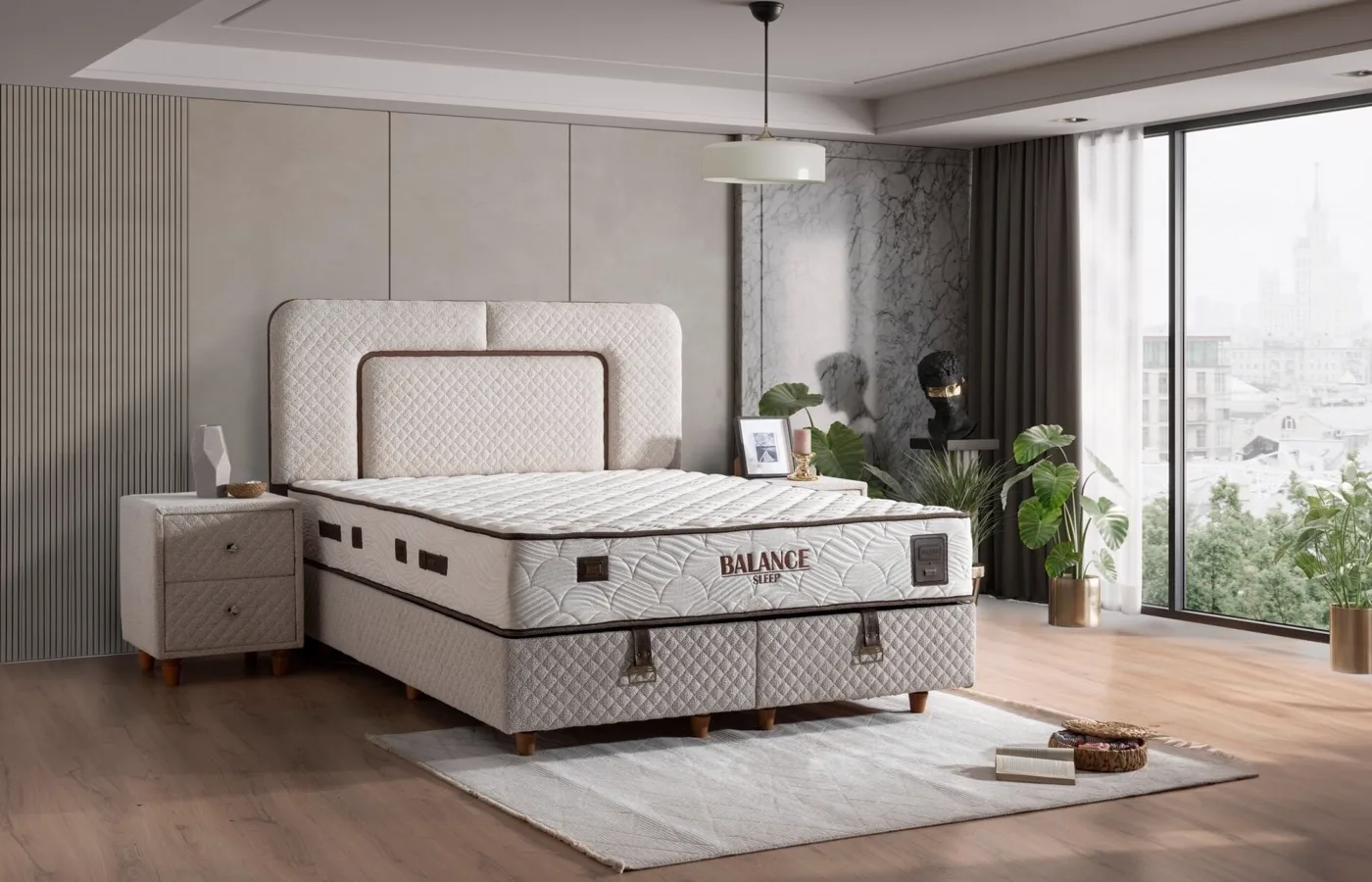 Balance 200x200 Double Divan Base & Headboard Set MBL1402