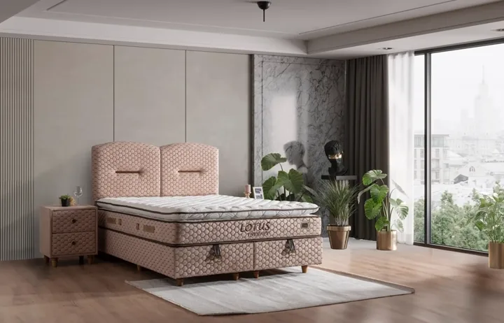 Lotus 160x200 Double Divan Base & Headboard Set MBL1406