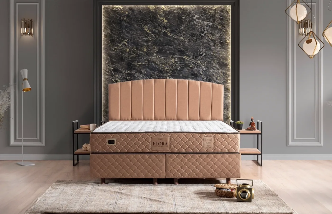 Flora 90x190 Single Mattress, Divan Base & Headboard Set MBL1015