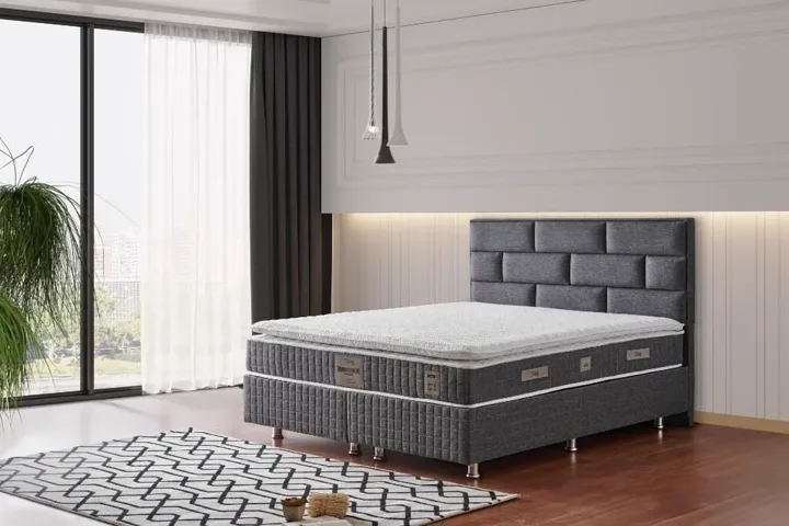 Stone 150x200 Double Mattress, Divan Base & Headboard Set MBL1011