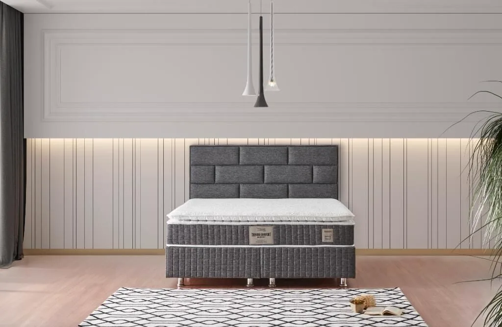 Stone 140x200 Double Mattress, Divan Base & Headboard Set MBL1011