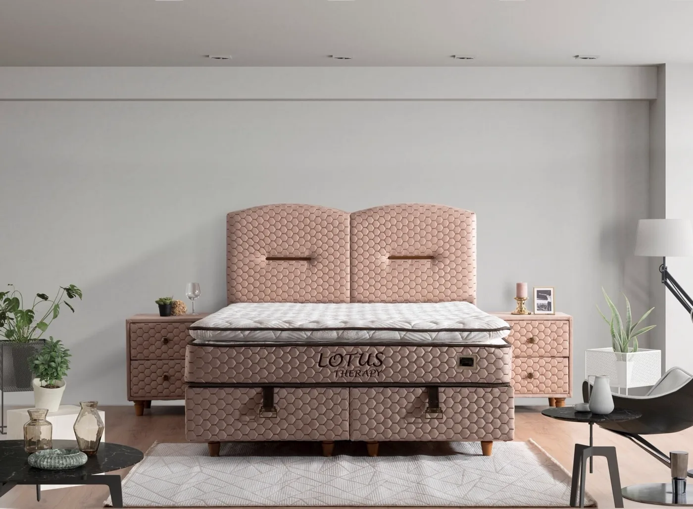 Lotus 140x200 Double Mattress, Divan Base & Headboard Set MBL1006