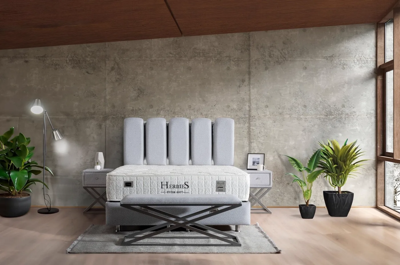 Kermes 100x200 Single Mattress, Divan Base & Headboard Set MBL1001
