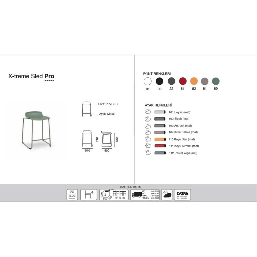 X-treme Sled Pro Dark Red - Anthracite Bar Stool PPT1657