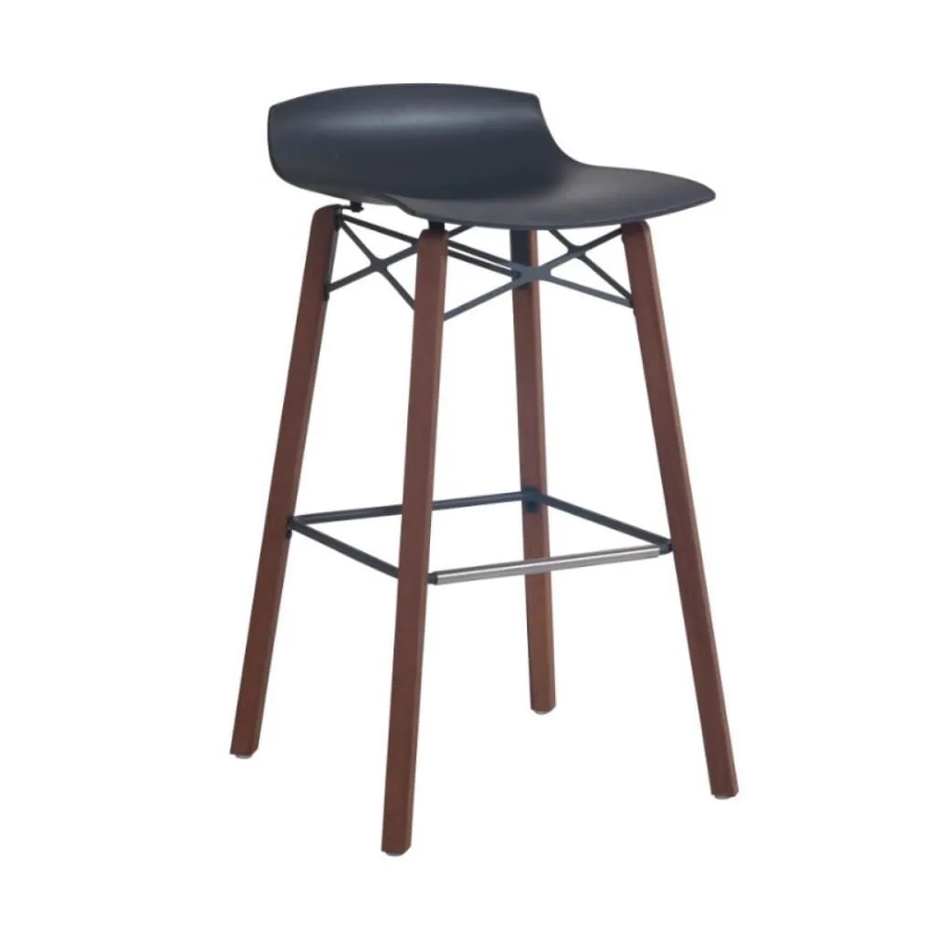 X-treme BSS Wox Pro (Iroko) Anthracite - Iroko Wooden Leg Bar Stool PPT1631