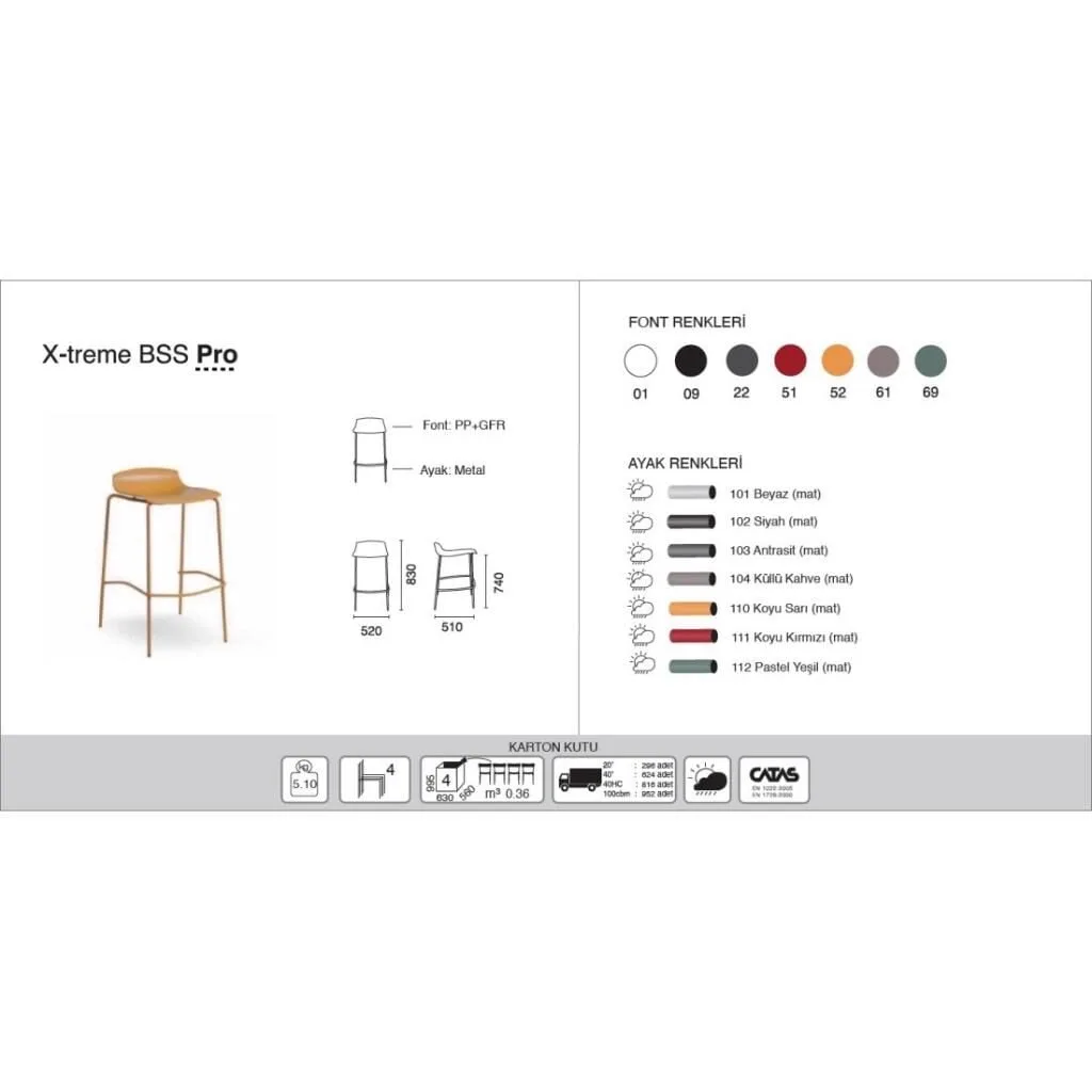X-treme BSS Pro Anthracite - White Bar Stool PPT1622
