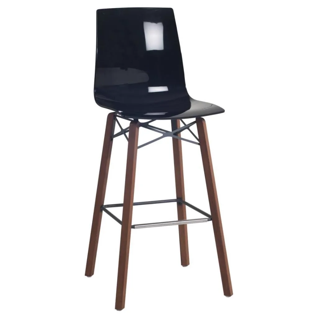 X-treme BSL Wox (Iroko) Solid Black - Iroko Wooden Leg Bar Chair PPT1599