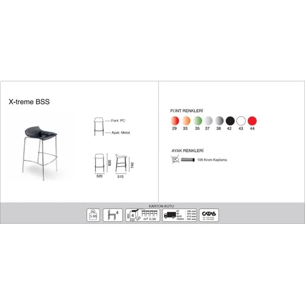 X-treme BSS Solid Red - Chrome-Plated Bar Stool PPT1606