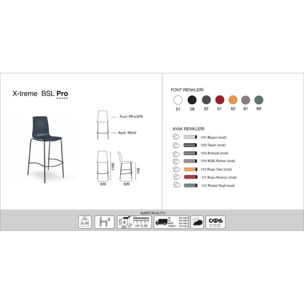 X-treme BSL Pro Antrasit - Antrasit Bar Sandalyesi PPT1592